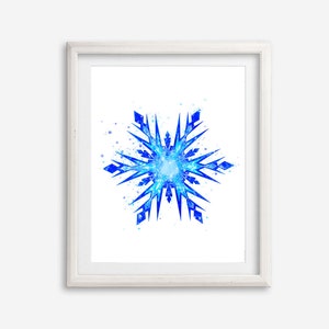 Sneeuwvlok Art Print Frozen Aquarel Afdrukbare Sneeuwvlok Poster Bevroren Schilderij Kunstwerk Kwekerij Wall Art Kids Room Wall Decor Kerst Kunst