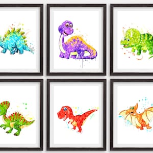 Dinosaurs Watercolor Set 6 Poster Printable Dinosaurs Print Art Jurassic World Poster Baby Dino Nursery Wall Art Baby Shower Gift