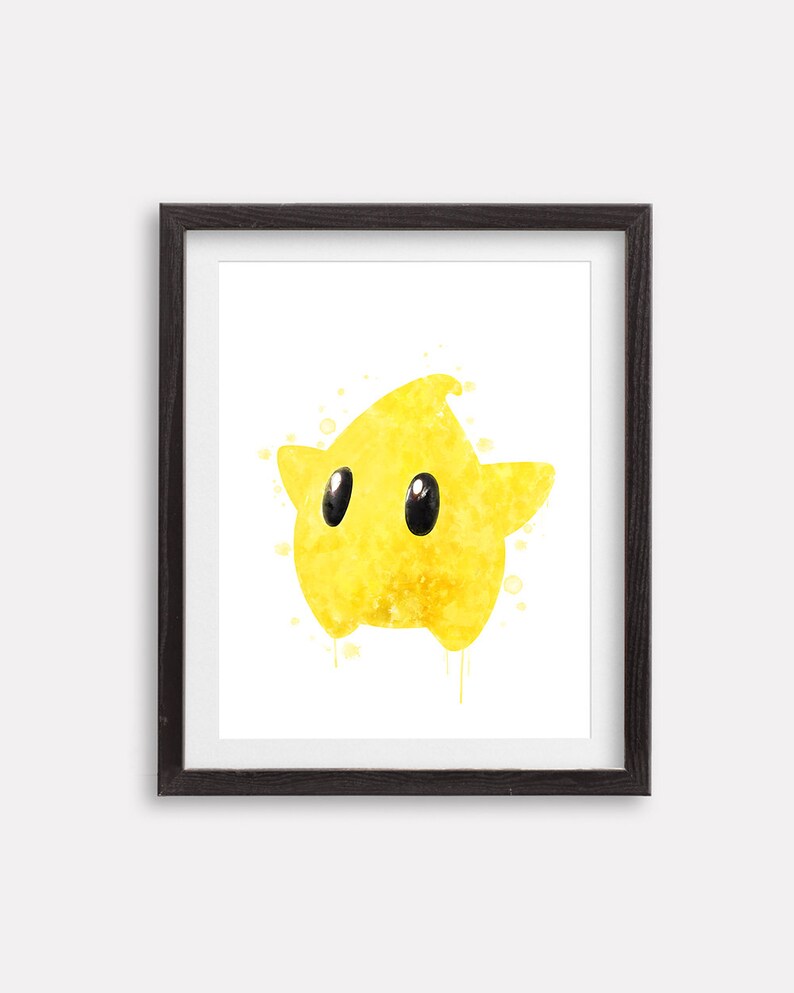 Super Mario Game Luma Watercolor Print Artwork Printable Nintendo Mario Gaming Poster Birthday Gift Luma Nursery Wall Decor Office Wall Art