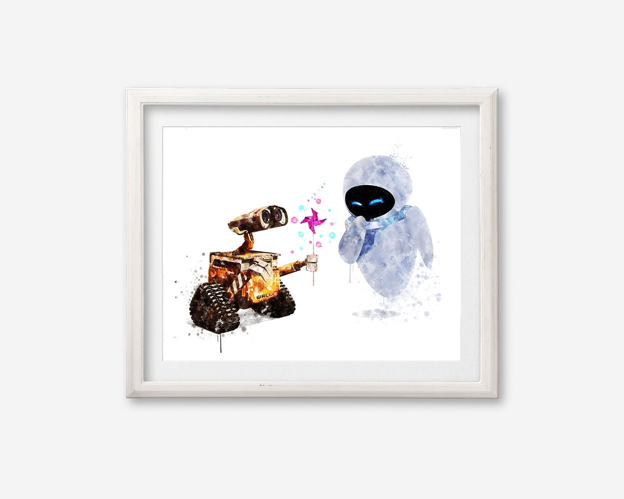 ウォーリーとイブの水彩画アートプリントポスター ウォーリーロボット