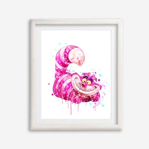 Cheshire Cat Watercolor, Alice Poster, Cheshire Cat Poster, Alice in Wonderland Print, Cheshire Cat Art Print, Nursery Wall Art, Decoración de pared