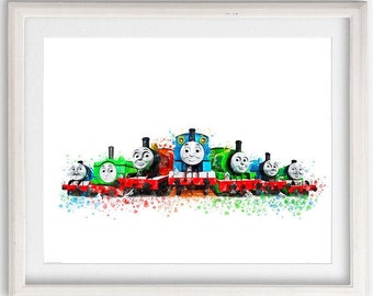 Thomas And Friends Watercolor Art Print Thomas Poster Tank Engine Thomas The Train Printable  Artwork Nursery Wall Art Kids Room Wall Decor