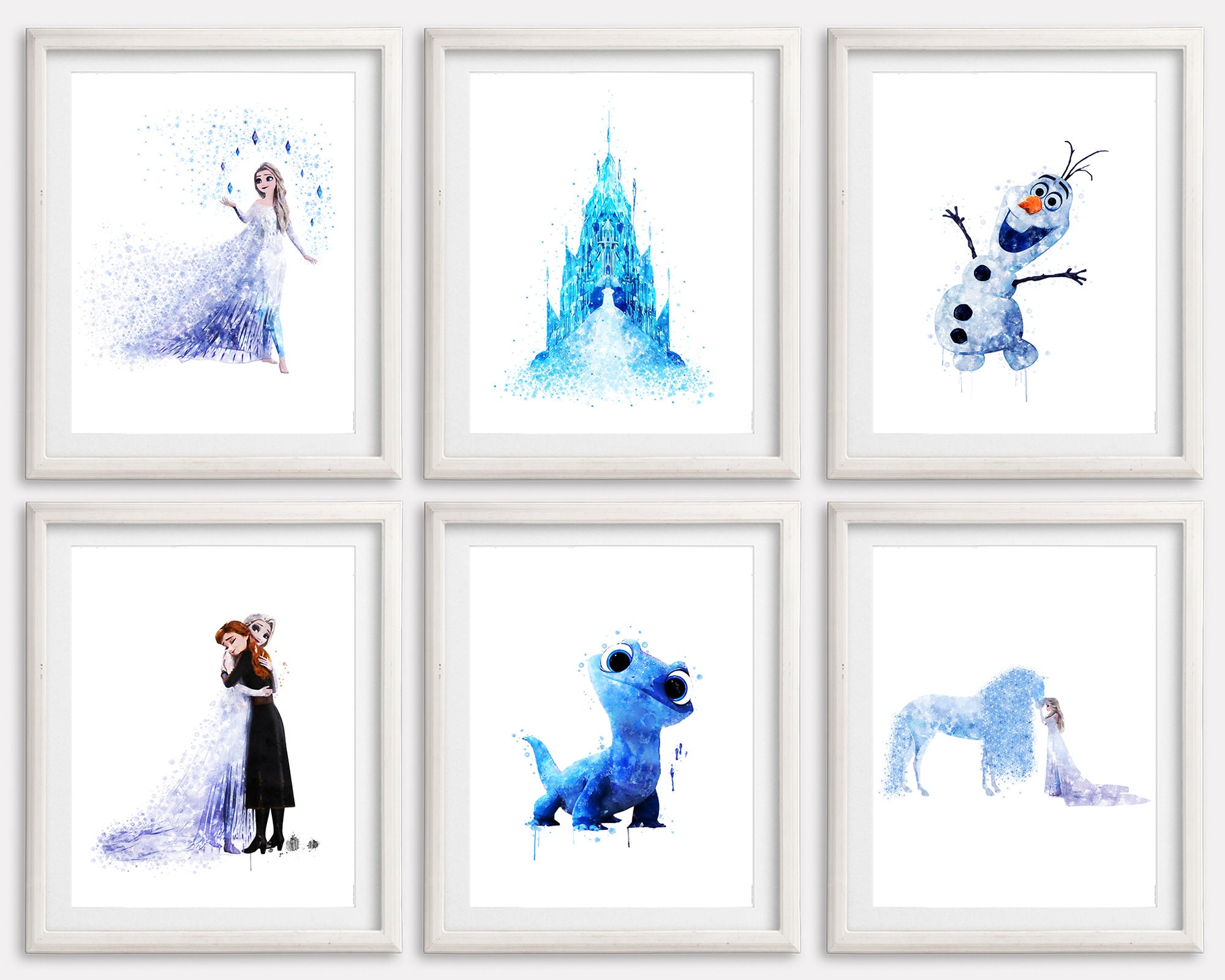 Frozen Watercolor, Princess Elsa Poster, Frozen Art Print, Princess Anna Printable, Frozen Wall Art, Kids Room Wall Decor, Nursery Wall Art