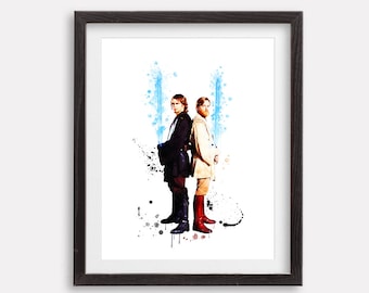 Anakin Skywalker and Obi-Wan Kenobi Movie Poster Obi-Wan Kenobi Watercolor Print Anakin Skywalker Printable Poster Darth Vader Watercolor