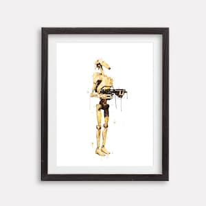 Battle Droid Watercolor Print Star Wars Poster Dark Side Artwork Printable Darth Vader Painting Nursery Wall Decor Office Wall Art Birthday