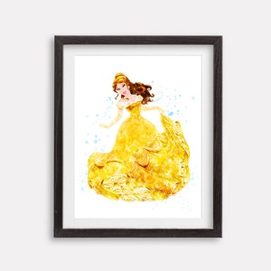 Princess Watercolor Art Print Poster Beautiful Princess Printable Kids Room Wall Decor Nursery Wall Art Girl Birthday Gift Prints Child Art