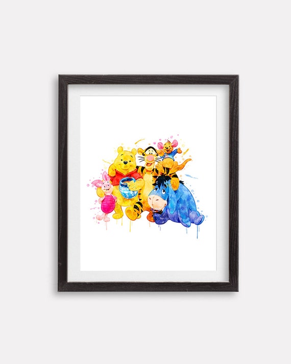 くまのプーさんと仲間たち 水彩画ポスター くまのプーさんファミリー