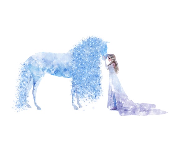アナと雪の女王2 エルサと氷の馬 水彩画ポスター アートプリント