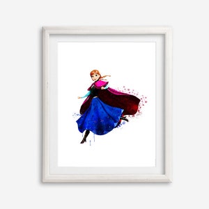 Frozen Anna Artwork Watercolor Printable Art Print Frozen Poster Princess Anna Painting Prints Kids Room Wall Decor Gift Baby Shower picture
