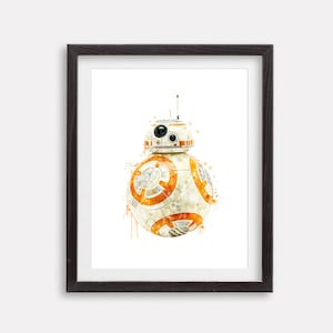 Bb8 Watercolor Print Star Wars Movie Poster R2-D2 Artwork Printable C3-po Painting Nursery Wall Decor Office Home Wall Art Birthday Gift