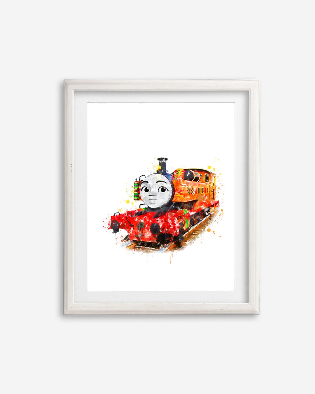 きかんしゃトーマス ニア水彩画アートプリント、トーマス ニア 印刷