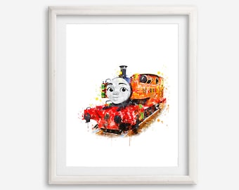 Thomas and Friends Nia Watercolor Art Print, Thomas Nia Printable Poster, Thomas Arwork, Nia Painting, Kids Room Wall Decor, Regalo de cumpleaños