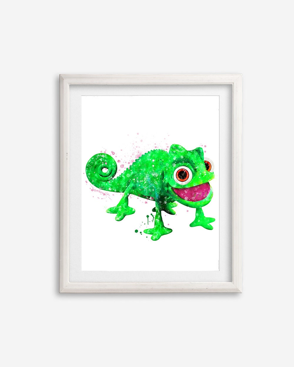 Rapunzel Tangled Pascal Watercolor Art Print Poster Printable