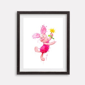 Winnie The Pooh Piglet Art Print Watercolor Poster Printable Winnie the Pooh Pig Art Painting Artwork Baby Room Wall Decor Nursery Wall Art