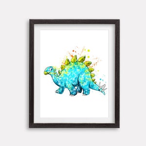 Hesperosaurus Watercolor Dinosaur Art Print Poster Printable Jurassic Dinosaurs  Wall Art Boys Room Wall Decor Nursery Wall Art Boy Gift