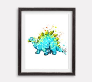 6 Posters Toile Dinosaure 20x25 Cm - Décoration Murale Chambre Garçon - Motifs Aquarelle, Sans Cadre - Pour Chambre, Salon, Bureau