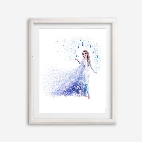 Princess Elsa Art Print Watercolor Printable Frozen Wall Art Etsy