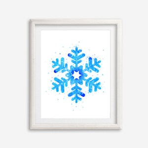 Sneeuwvlok Art Print Aquarel Poster Bevroren Muur Decor Snowflake Afdrukbare Schilderij Bevroren Poster Kwekerij Wall Art Kids Room Wall Decor