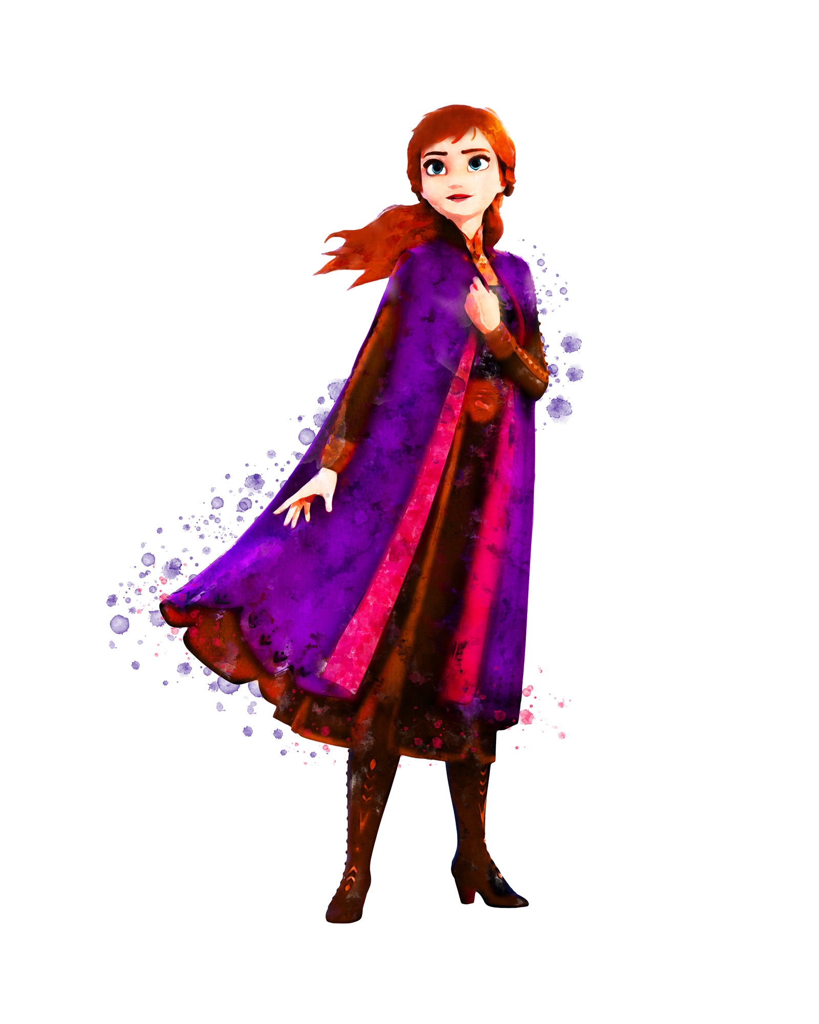 Frozen Anna Poster Watercolor Art Print Elsa Print Anna Printable Girl ...