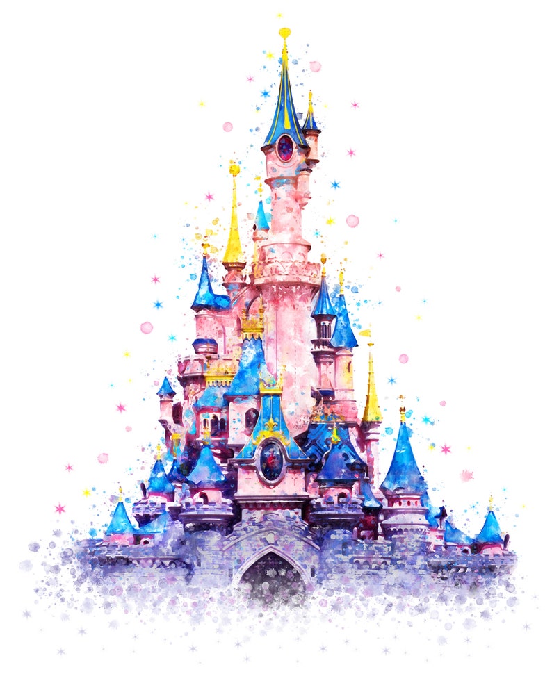 Magic Kingdom Watercolor Princess Castle Art Print Poster Fairytale ...