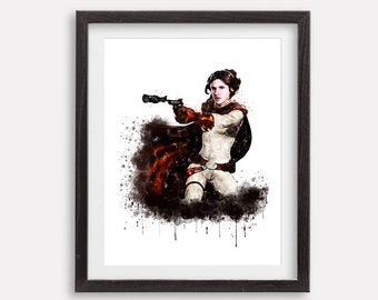 Star Wars Acquerello Stampa Principessa Leila Poster Principessa Leila Poster stampabile Star Wars Nursery Wall Art Gli ultimi Jedi Leila Organa