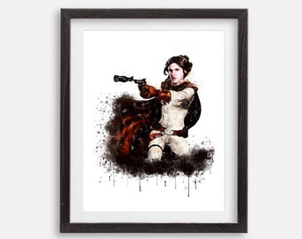 Star Wars Watercolor Print Princess Leia Poster Princess Leia Printable Poster Star Wars Nursery Wall Art  The Last Jedi Leia Organa