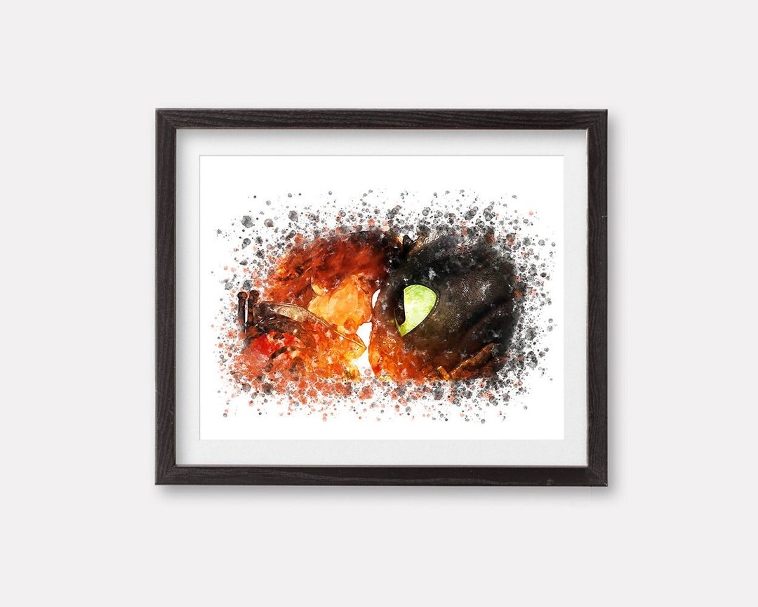 ドラゴンとトラのアート作品2点セット ヒックとドラゴン 水彩画アートプリント トゥースレス プリント ヒック