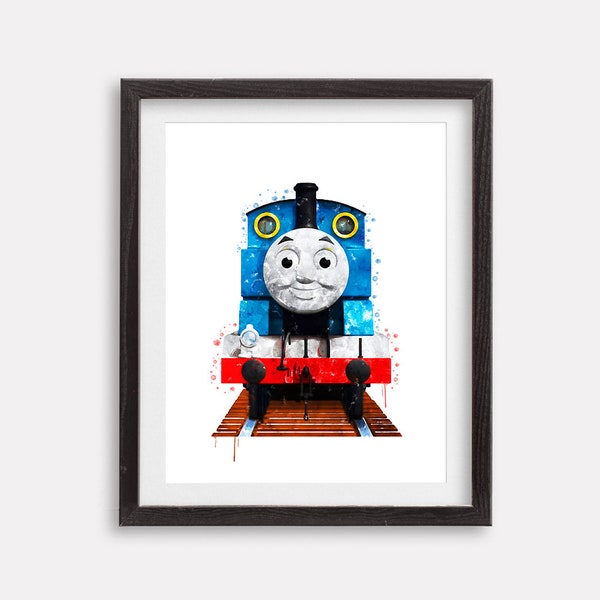 Thomas And Friends Print Thomas Poster Tank Engine Watercolor Thomas The Train Printable Painting Artwork Nursery Wall Art Kids Room Decor