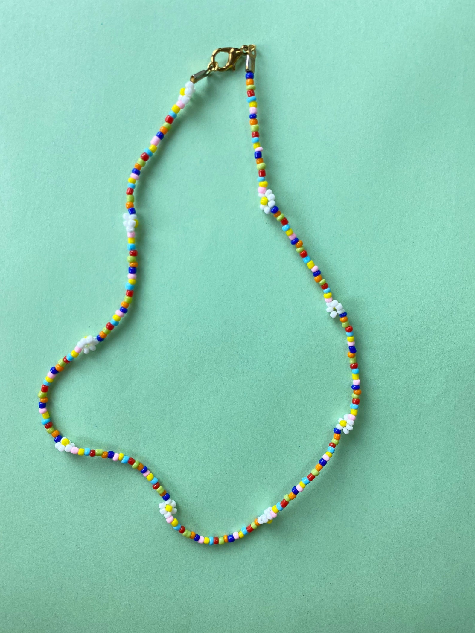 Beaded Colorful Daisy Flower Necklace Etsy