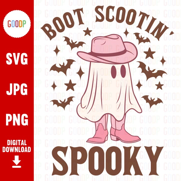 Boot Scootin Spooky, Spooky Season Png, Western Ghost Png, Svg Bundles Files For Cricut, Svg Digital Download, Instant Downloads