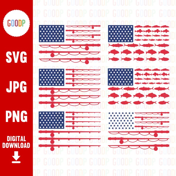 American Flag Fishing, 4th Of July Svg, Fourth Of July Svg, Svg Files For Cricut, Digital Download, Instant Download