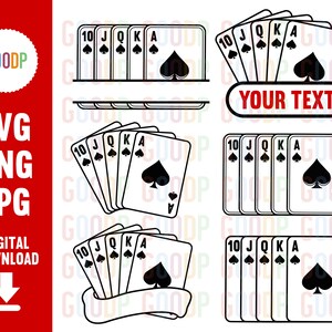 Royal Flush Svg, Poker Cards Png, Poker Hand Svg, Blackjack, Poker , Svg Bundles Files For Cricut, Svg Digital Download, Instant Downloads