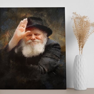 The Lubavitcher Rebbe, Judaism, Chabad Art for Jewish Home. Premium Canvas and Print, Original Painting Art Print, Unique Judaica