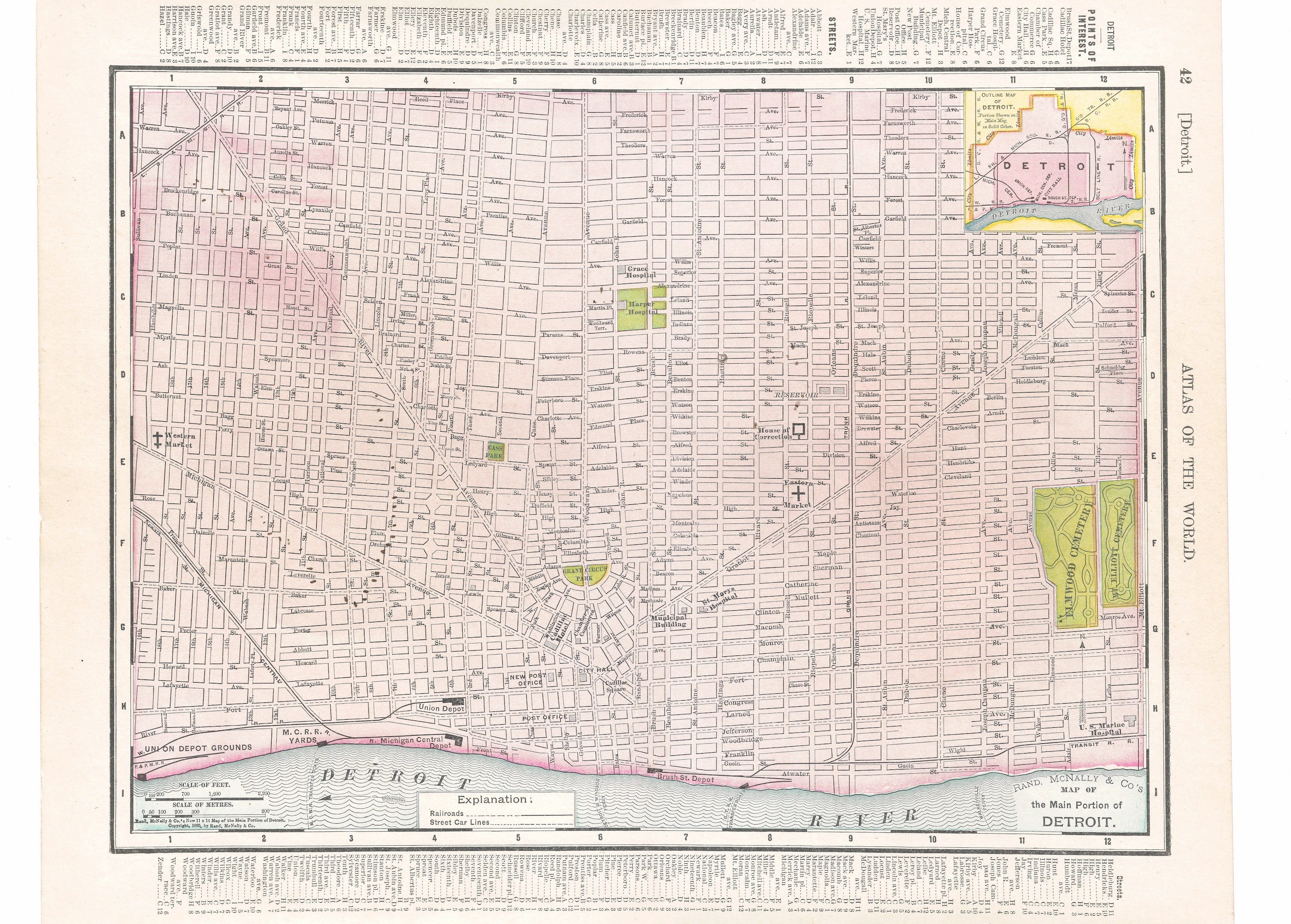 1910 Detroit, Michigan Map Etsy