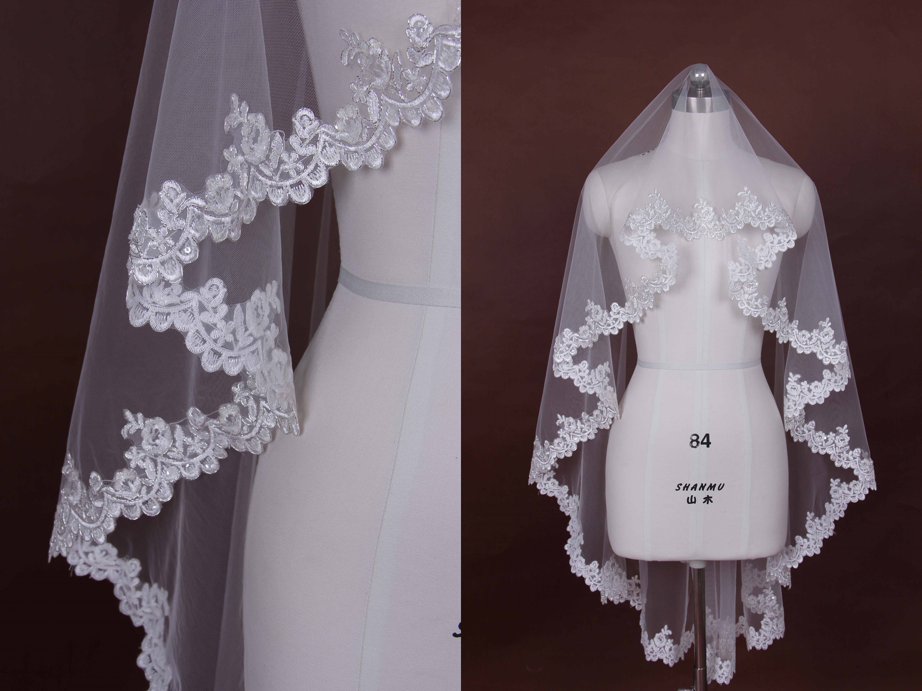 Lace Veil Bridal Lace Veil Single Layer Wedding Veil Ivory Etsy