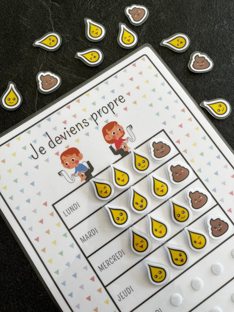 Tableau d'apprentissage de motivation à la propreté - Créatrice ETSY : Just4kidsbymimi