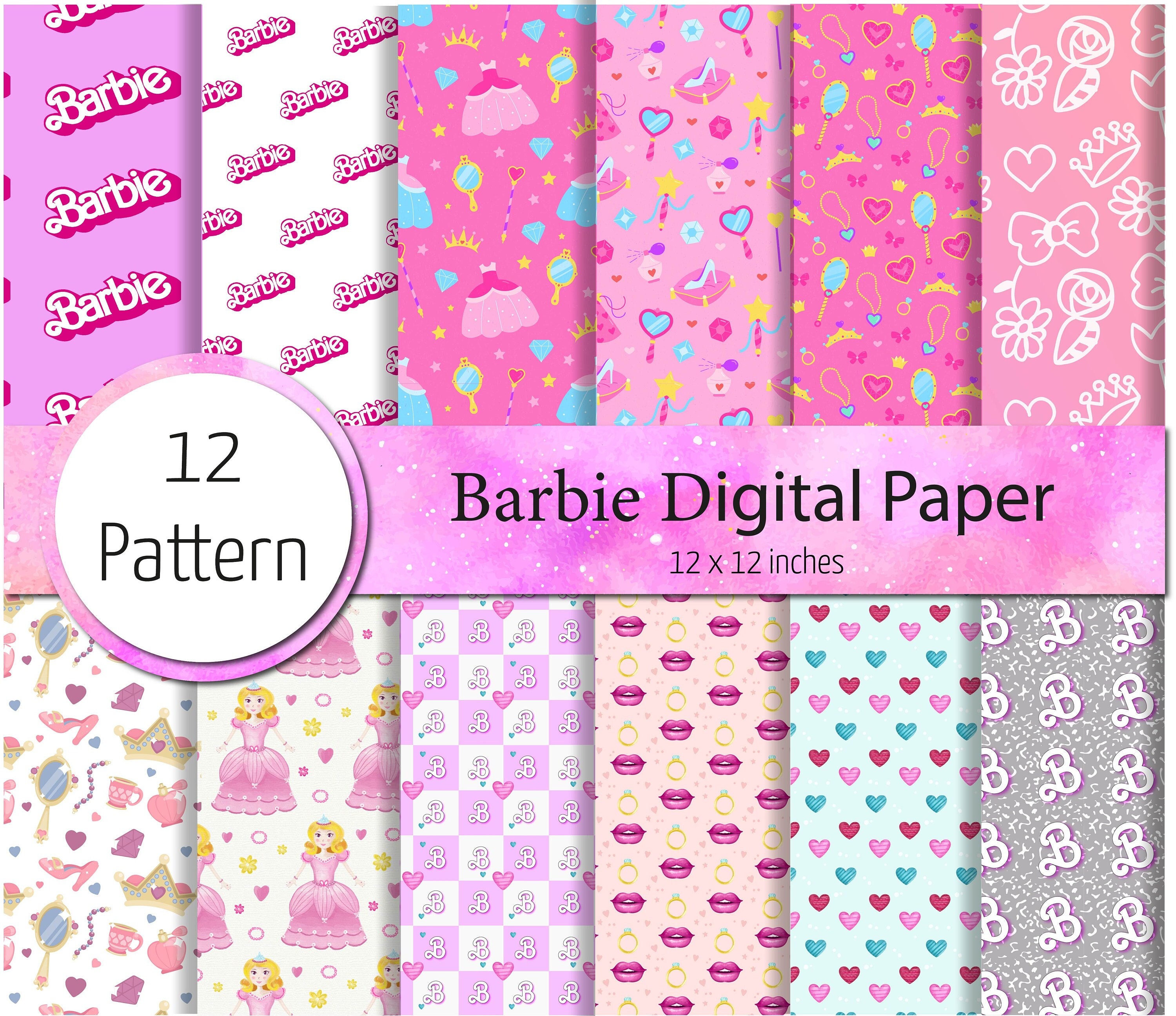 12 sheets/pack material paper popular Barbie pink simple handbook  background paper handmade photo album scrapbook pattern card paper