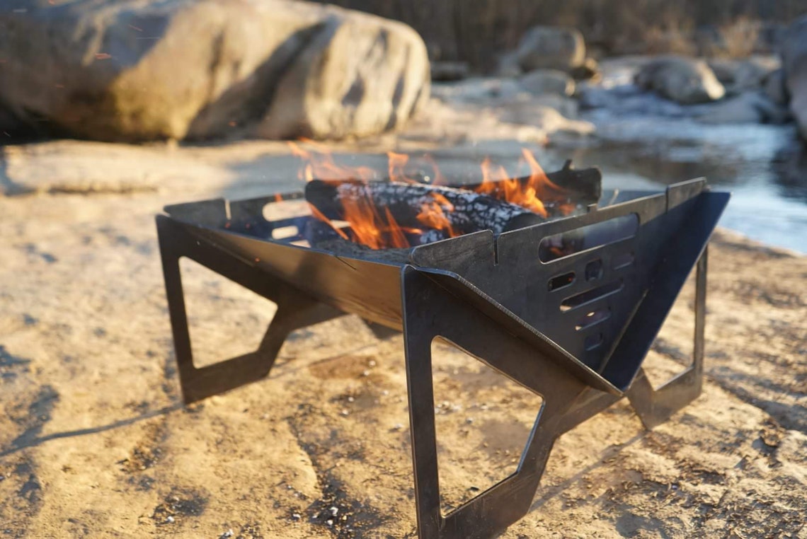 Portable fire pit grill with carrier Etsy