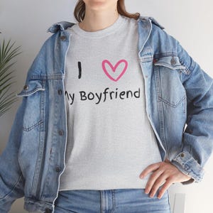 Funny Valentine&#39;s Day Boyfriend Girlfriend Unisex Tee, Gift Idea, Heavy Cotton T-Shirt, Love My Boyfriend, Cute Tee