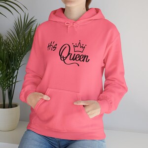 Sudadera con capucha a juego para pareja de Su Reina, ideas de regalos para el día de San Valentín para novio, novia, esposo, esposa, linda sudadera