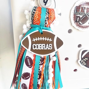 Football bag tag, bag charm, acrylic bag tag, sports bag tag, football charm, initial tag, bogg bag tag, sports team tassel, football tassel