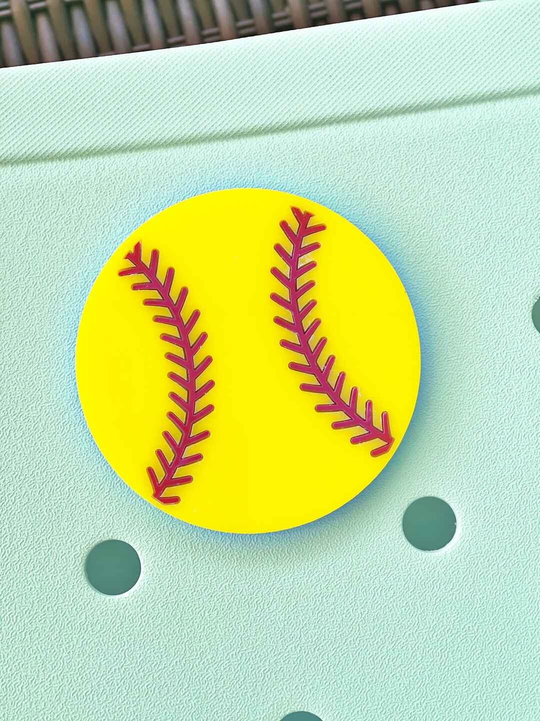 Softball Bag Charm, Bogg Bag Charm, Acrylic Bag Tag, Beach Bag Tag