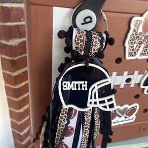 Football bag tag, bag charm, acrylic bag tag, sports bag tag, football charm, initial tag, bogg bag tag, sports team tassel, football tassel