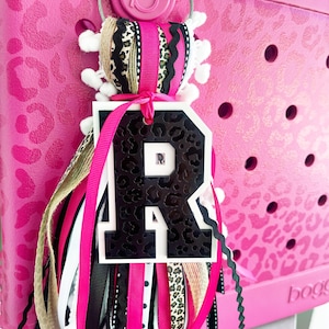 Leopard Initial Bogg Bag Tassel: Acrylic Monogram Bag Charm