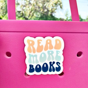 Bogg bag pop in, bogg bag bit, book charm, bookworm pop in, bogg bag tag, book bogg bit, read more books bit