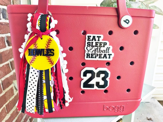 Softball Bag Tag Bag Charm Acrylic Bag Tag Sports Bag Tag Softball Charm Initial Tag Bogg Bag Tag Sports Team Tassel Softball Tassel Etsy
