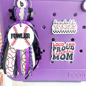 Personalized Baseball Bag Tag: Acrylic Charm with Tassel