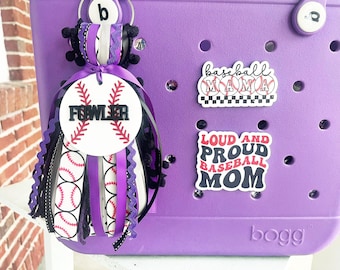 Personalized Baseball Bag Tag: Acrylic Charm with Tassel