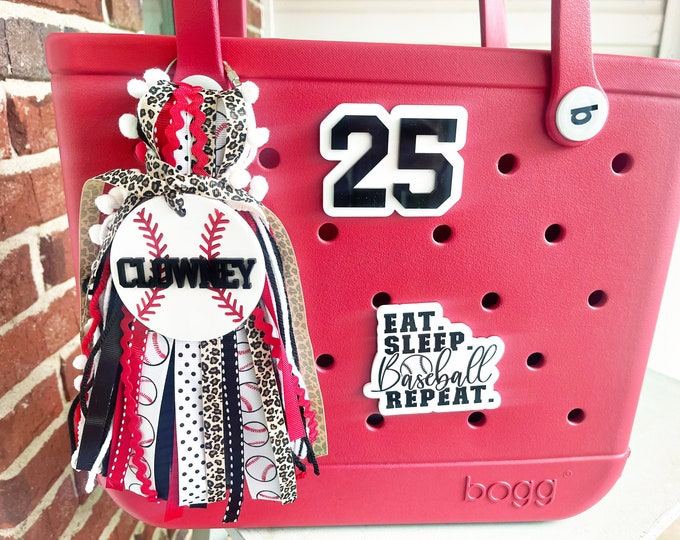 Custom School Colors Baseball BOGG Bag Tag, BOGG Bag Charm, Baseball