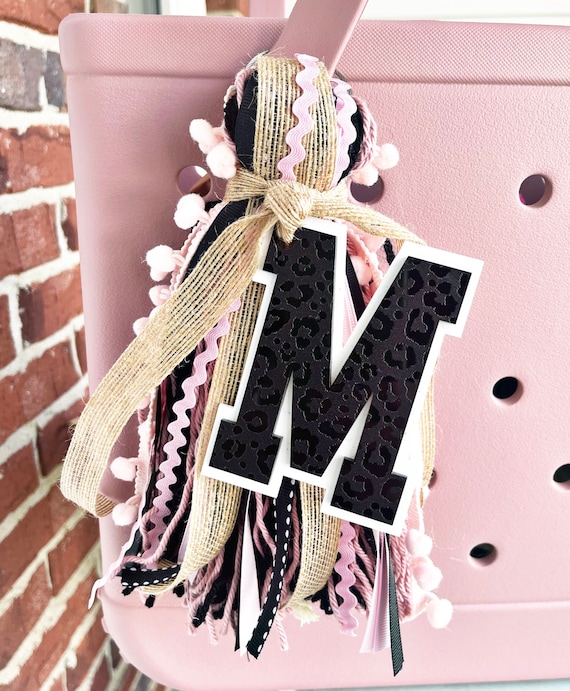 Leopard Acrylic Monogram Bag Tag: Initial Bag Charm